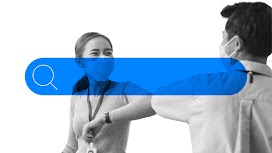 Year in Search 2021: Full APAC regional report. Two masked-up individuals greet each other with an elbow bump amid the COVID-19 pandemic.