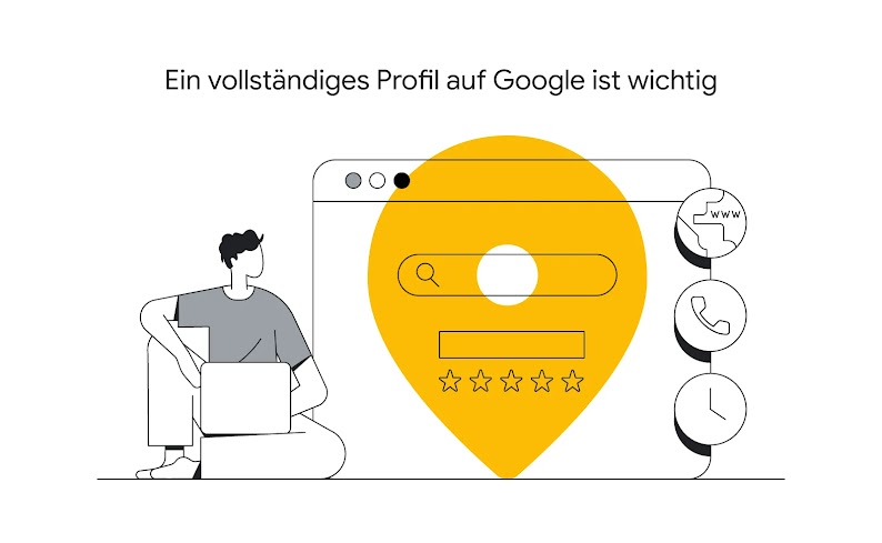 Eine Grafik, die zeigen soll, dass ein vollständiges Händler-Profil auf Google wichtig ist.