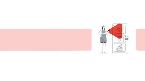 Uma mulher de cabelo curto, veste top e saia plissada olha para o seu celular. Enquanto assiste a uma partida de tênis, navega por produtos relacionados ao esporte como roupas e acessórios.