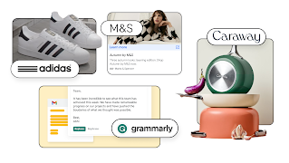 다양한 비즈니스 4곳을 식별하는 라벨이 표시된 일련의 이미지입니다.