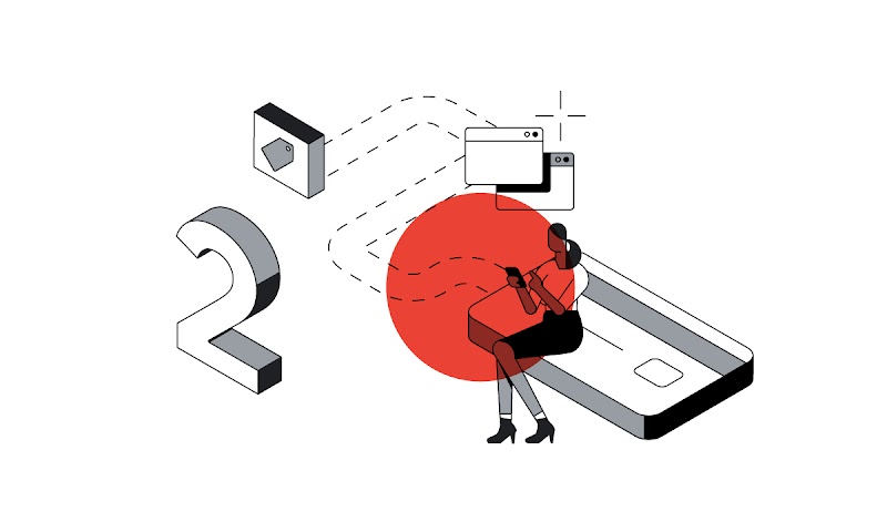 Une personne à la peau foncée et aux cheveux longs et bruns, habillée en tenue de ville, termine son parcours client pour réaliser un achat en ligne.
