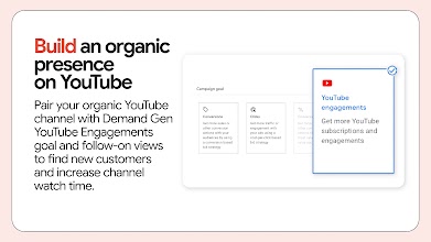 Interfaz de Google Ads que muestra los objetivos de una campaña con el objetivo Participaciones en YouTube destacado.
