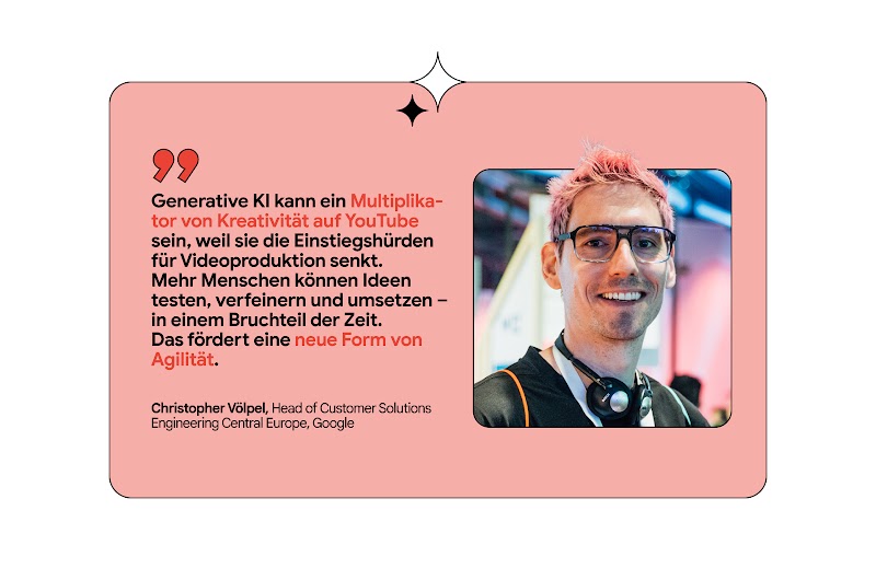 Das Visual zeigt ein Foto des Google-Experten Christopher Völpel mit einem Zitat auf der linken Seite.