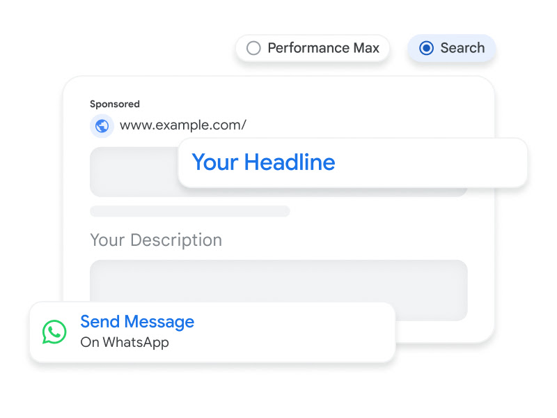 UI illustration of creating a message ad