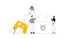 3 people playing games that use hybrid monetization models on a laptop, mobile and virtual reality headset