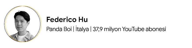 Federico Hu, İtalya'da Panda Boi YouTube kanalını yönetiyor. Kanalın 37,9 milyon abonesi var. Beyaz bir tişört ve üstüne açık renkli bir gömlek giymiş.