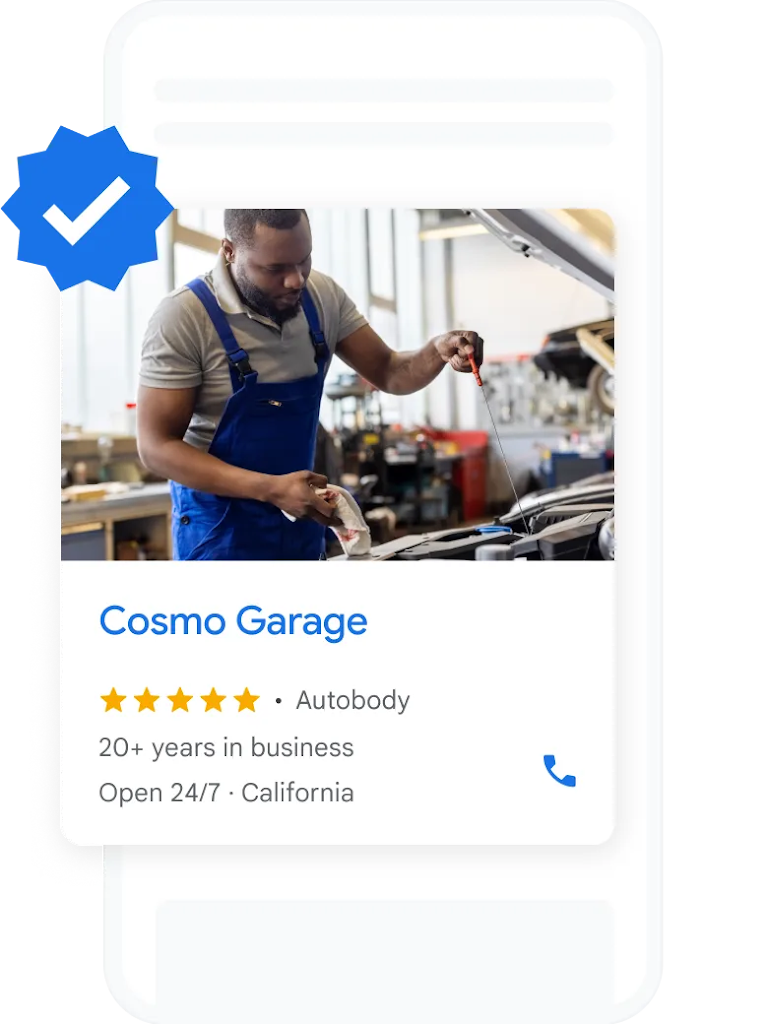 A mobile screen displaying a local car mechanic ad.
