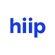 Logo for hiip. The brand name 'hiip' is written entirely in lowercase letters using a bold, bright blue, sans-serif font. The two 'i's are placed side-by-side with perfectly circular, matching blue dots