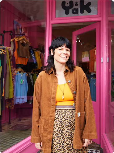 Lucy Greenwood of Lucy & Yak stands outside her shop