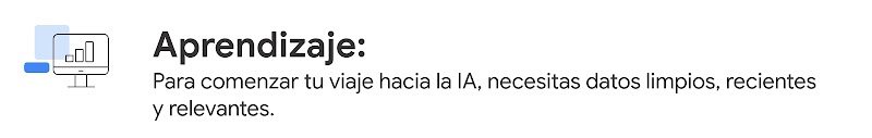 Aprendizaje clave: para comenzar tu viaje hacia la IA, necesitas datos limpios, recientes y relevantes.