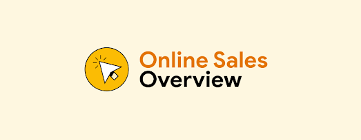  '온라인 판매 개요'라는 단어 옆에 커서가 있는 삽화입니다.