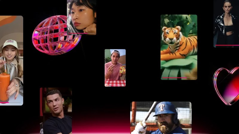 A vibrant, digital collage set against a dark background, featuring various people and colorful 3D elements.