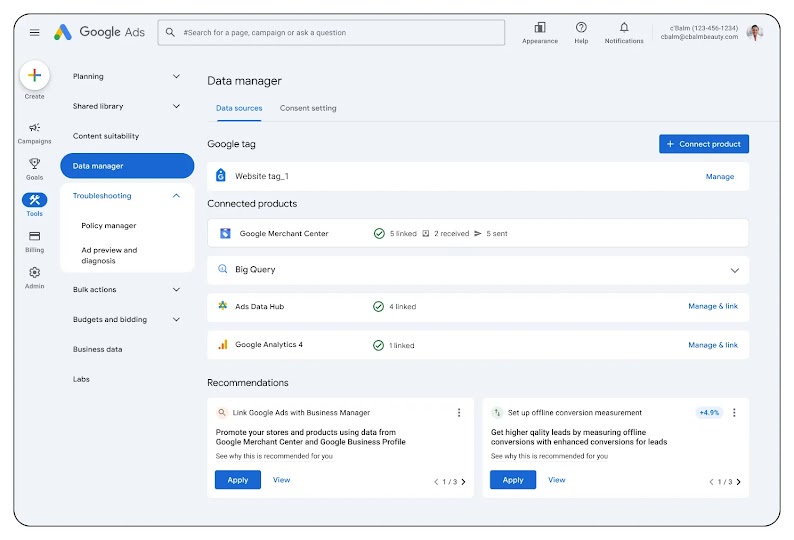 A tela de um celular mostra como funcionam as Visões gerais criadas por IA, que aparecem no topo da Busca no Google. Anúncios se misturam aos resultados da pesquisa conforme o cursor se move pelas opções. Um post patrocinado surge com produtos relacionado