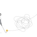 A woman holds a golf club, ready to propel a ball towards the pin with a disorderly pathway in between that represents the unpredictable nature of the customer journey, especially in the messy middle.