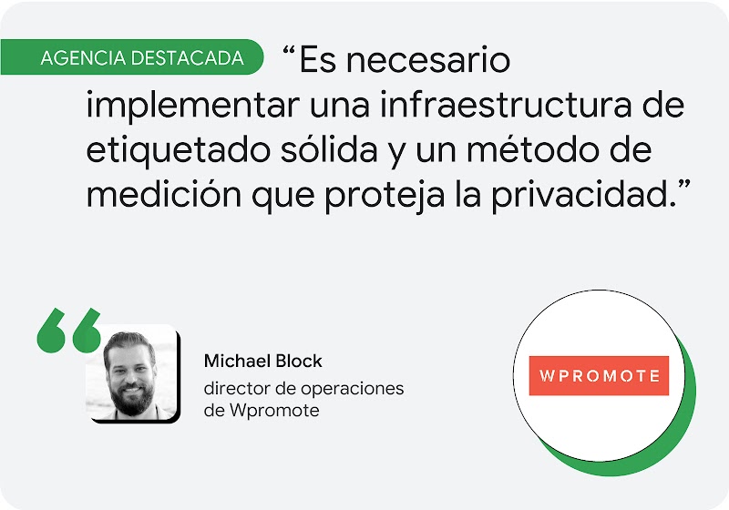 Agencia destacada. Según Michael Block, director de operaciones de Wpromote, "es necesario implementar una infraestructura de etiquetado sólida y un método de medición que proteja la privacidad".
