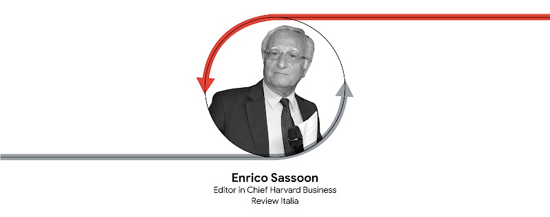 Ritratto in bianco e nero di Enrico Sassoon, Editor in Chief Harvard Business Review Italia