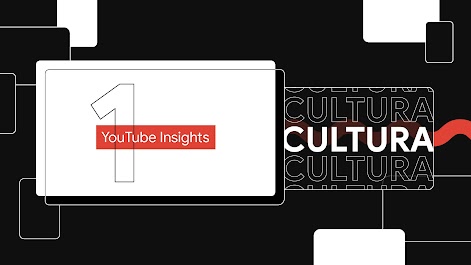 Na imagem há uma tela de fundo preto com os dizeres “Cultura” e “YouTube Insights”.