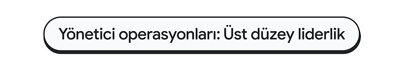 Kapsül şeklindeki metin banner'ında "Yönetici operasyonları: Üst düzey liderlik" yazıyor.