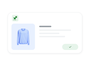 Der Pullover aus der Google Ad wird in den Online-Warenkorb eines Kunden gelegt.