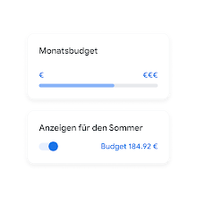 Smartphonedisplay, auf dem Optionen zu sehen sind, um das Budget nach Monat und nach saisonalem Ereignis festzulegen