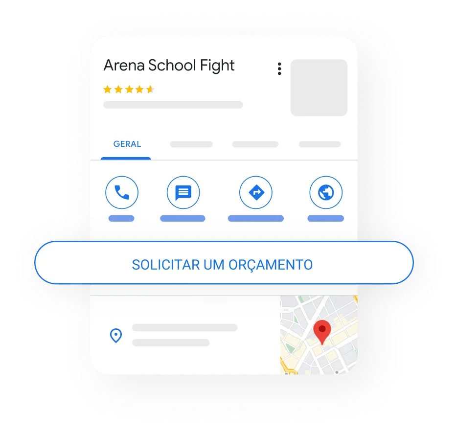 Imagem do Perfil de uma empresa na visualização para dispositivos móveis, destacando o botão "Solicitar cotação"