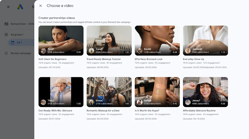 Creator videos in asset picker image