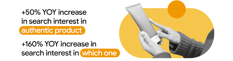 +50% YoY increase in search interest in “authentic product”. +160% YoY increase in search interest in “which one”.