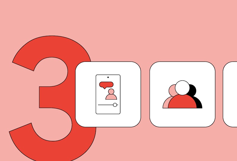 Das Bild zeigt eine illustrierte 3 und zeigt Icons für Creator Marketing auf YouTube