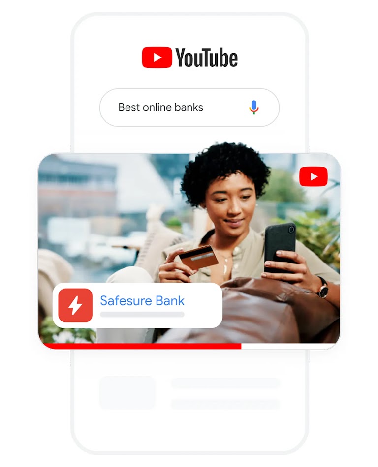 A video ad for a bank in YouTube search results.