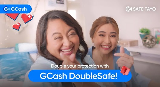 The video thumbnail shows a promotional graphic for GCash's "DOUBLESAFE" security feature, emphasizing digital protection with security icons or a mobile phone screen.