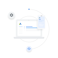 Google Ads UI를 보여주는 노트북 화면