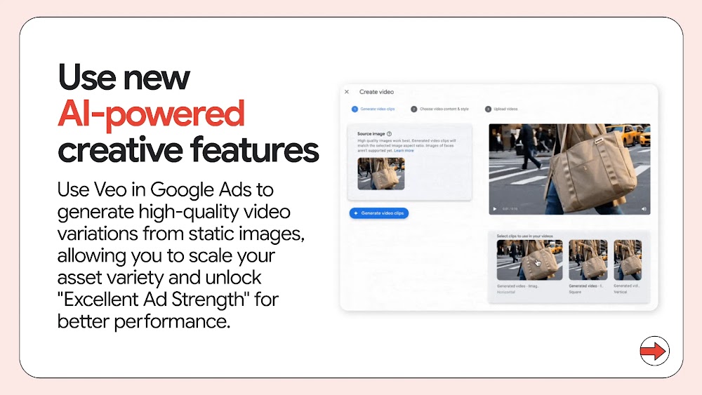 Google Ads interface displaying the Veo solution.