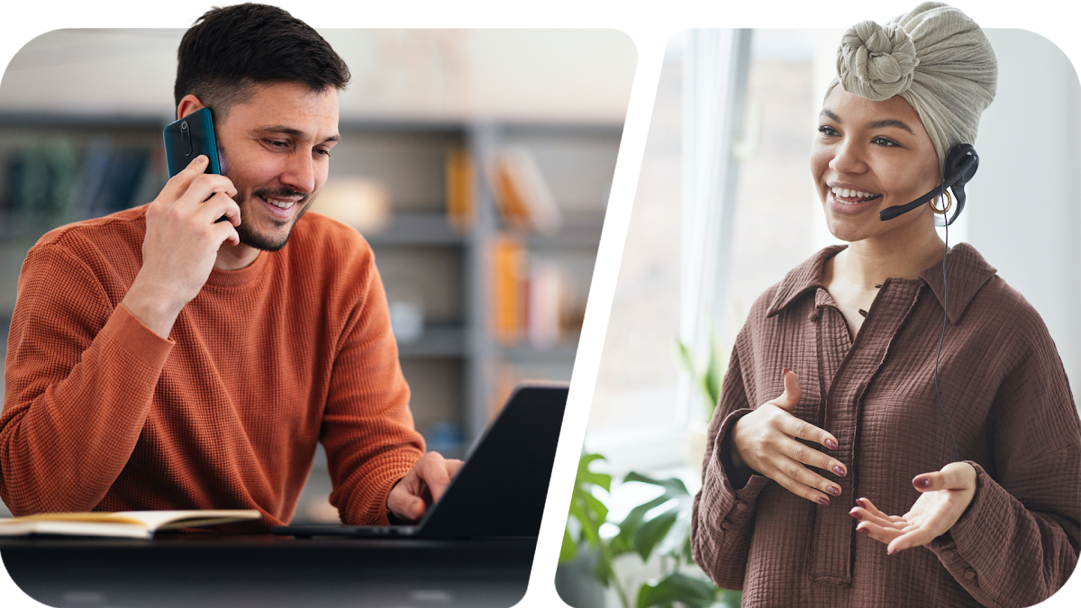 Een Google Ads-klant praat met een behulpzame Google Ads-expert.