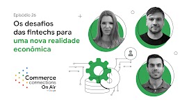 Retratos de Lucas Alvim, executivo de negócios para serviços financeiros do Google, Aline Velha, head de mídia e performance da PicPay, e Pedro Sampaio, head de marketing da PicPay. Lucas e Pedro têm barba e cabelo curto. Aline tem cabelo longo e liso.