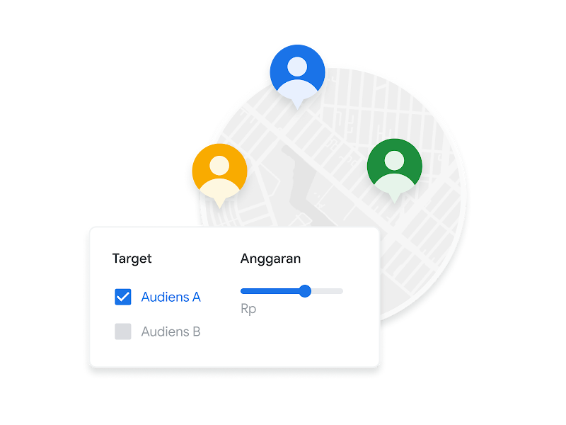 Contoh UI dari target audiens dan pengaturan anggaran