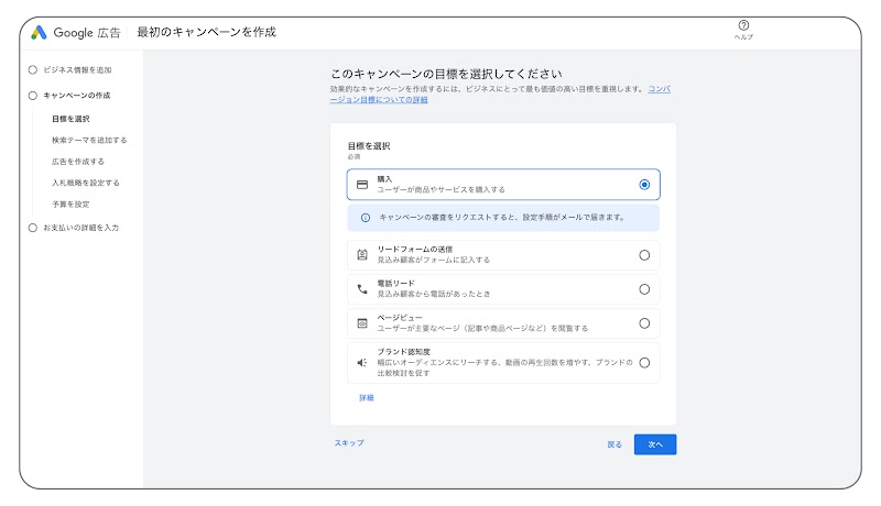 Google 広告アカウントの開設のイメージ