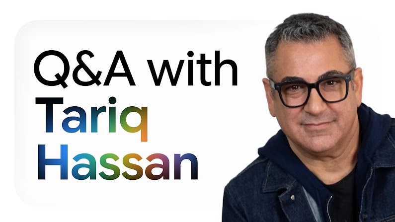 Tariq Hassan, ancien directeur marketing et expérience client chez McDonald's USA, se penche vers la droite de l'image, à côté du texte "Entretien avec Tariq Hassan". Hassan a la peau mate, des cheveux courts gris et noirs, et des lunettes à monture noire.