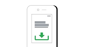 Un cellulare mostra un report di ricerca e un pulsante verde con l'etichetta "scarica".