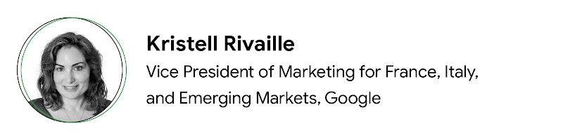 Primo piano di Kristell Rivaille, Vice President of Marketing for France, Italy, and Emerging Markets, Google, una dei leader interpellati
