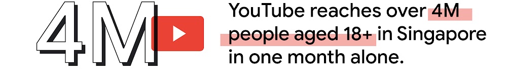 YouTube reaches over 4M people aged 18+ in Singapore in one month alone.