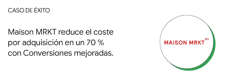 Caso de éxito: Maison MRKT reduce el coste por adquisición en un 70 % con Conversiones mejoradas.