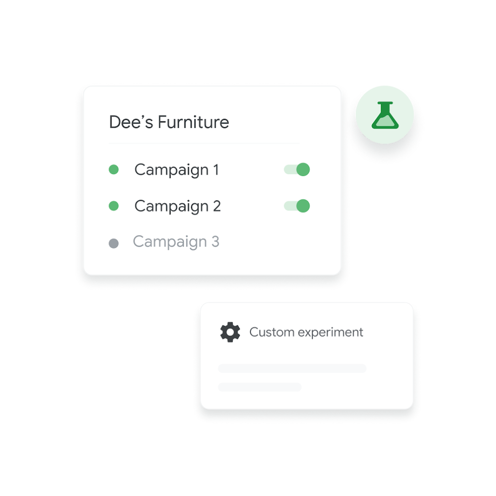 UI shows campaigns selected for experiments.
