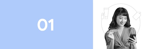 01. Shopper trends to prioritize. A woman holding a credit card while online shopping on her mobile phone, representing consumer buying behavior and retail trends and insights during mega sale days.