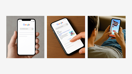 User downloading and playing a mobile game after seeing an iOS App campaign