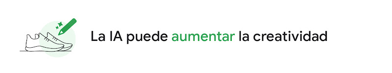 Una ilustración de un par de zapatillas y un lápiz acompaña el encabezado: “La IA puede aumentar la creatividad”.