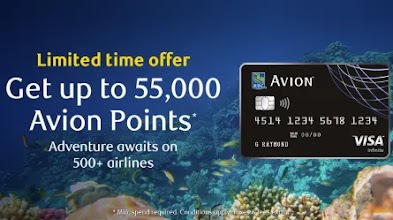 Digital ad for a limited time credit card offer for up to 55,000 Avion points.