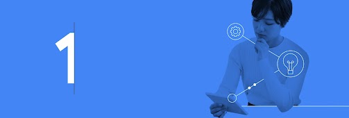 A woman deep in thought as she performs searches on a tablet, with a lightbulb and a gear icon coming out of it. 1. You control the goals, message, and bidding strategy; the algorithm works in service of the aims you set.