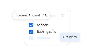 UI showing ‘Get ideas’ called out for Summer Apparel in two different categories.