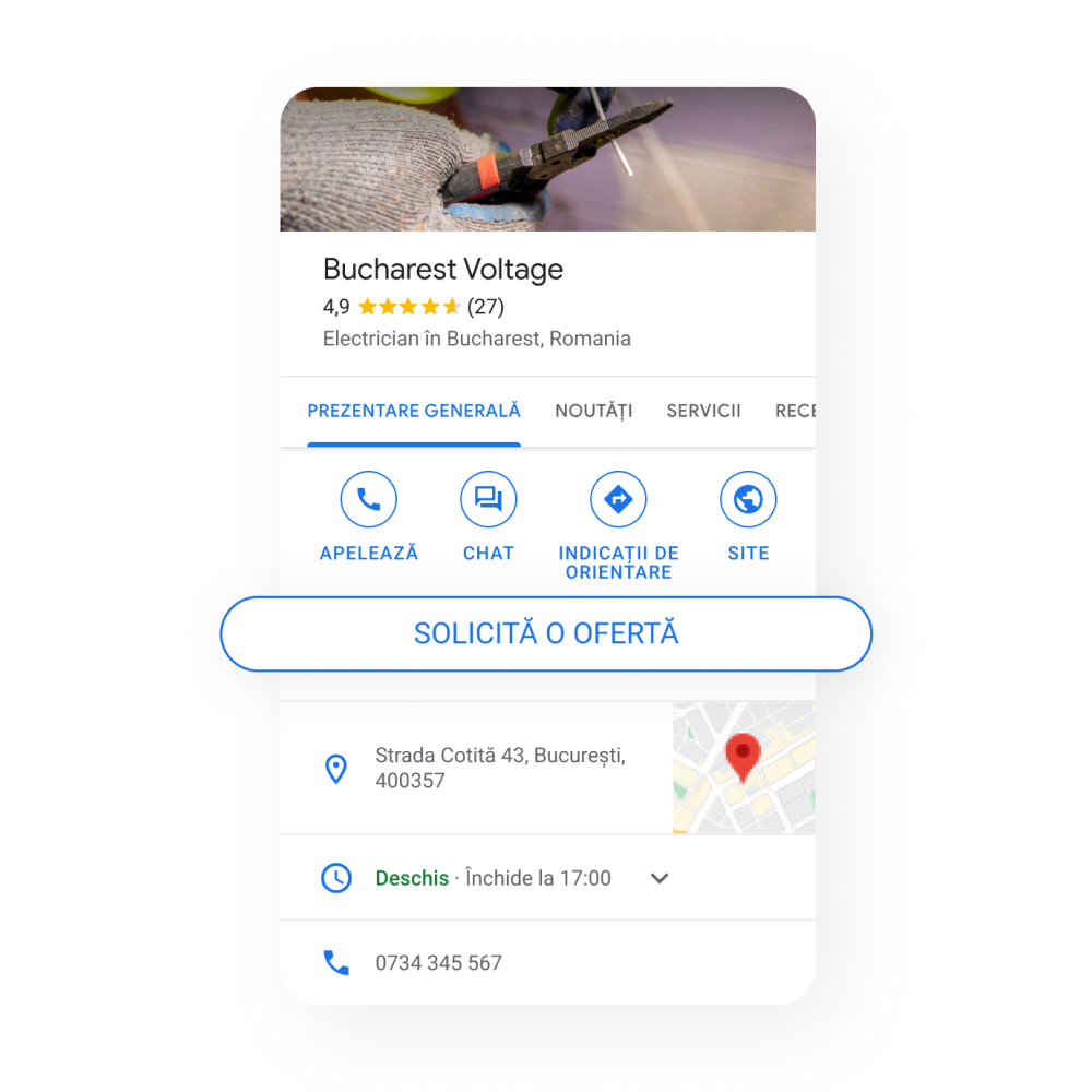 Imagine cu Profilul de companie pentru Servicii care scot în evidență: Solicită o ofertă