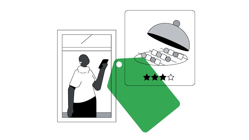 Femme qui recherche des fast food de luxe